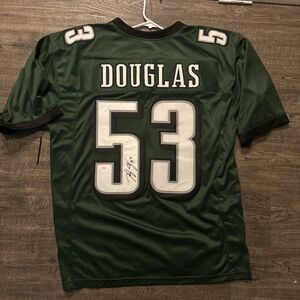 Green and white vintage Philadelphia Eagles Douglas jersey
